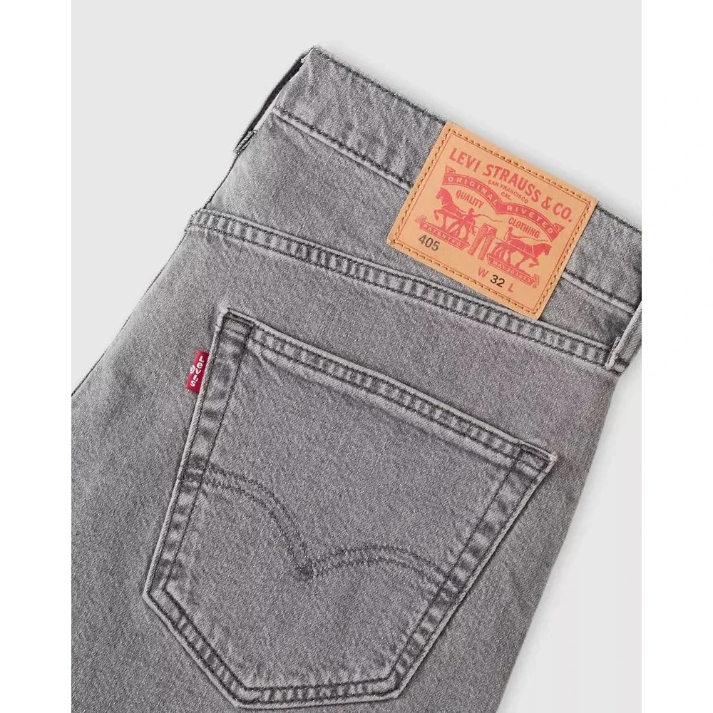 NEW Levis 405 Standard 10in Mens Shorts Grey Denim Stretch Greyscale 30x10